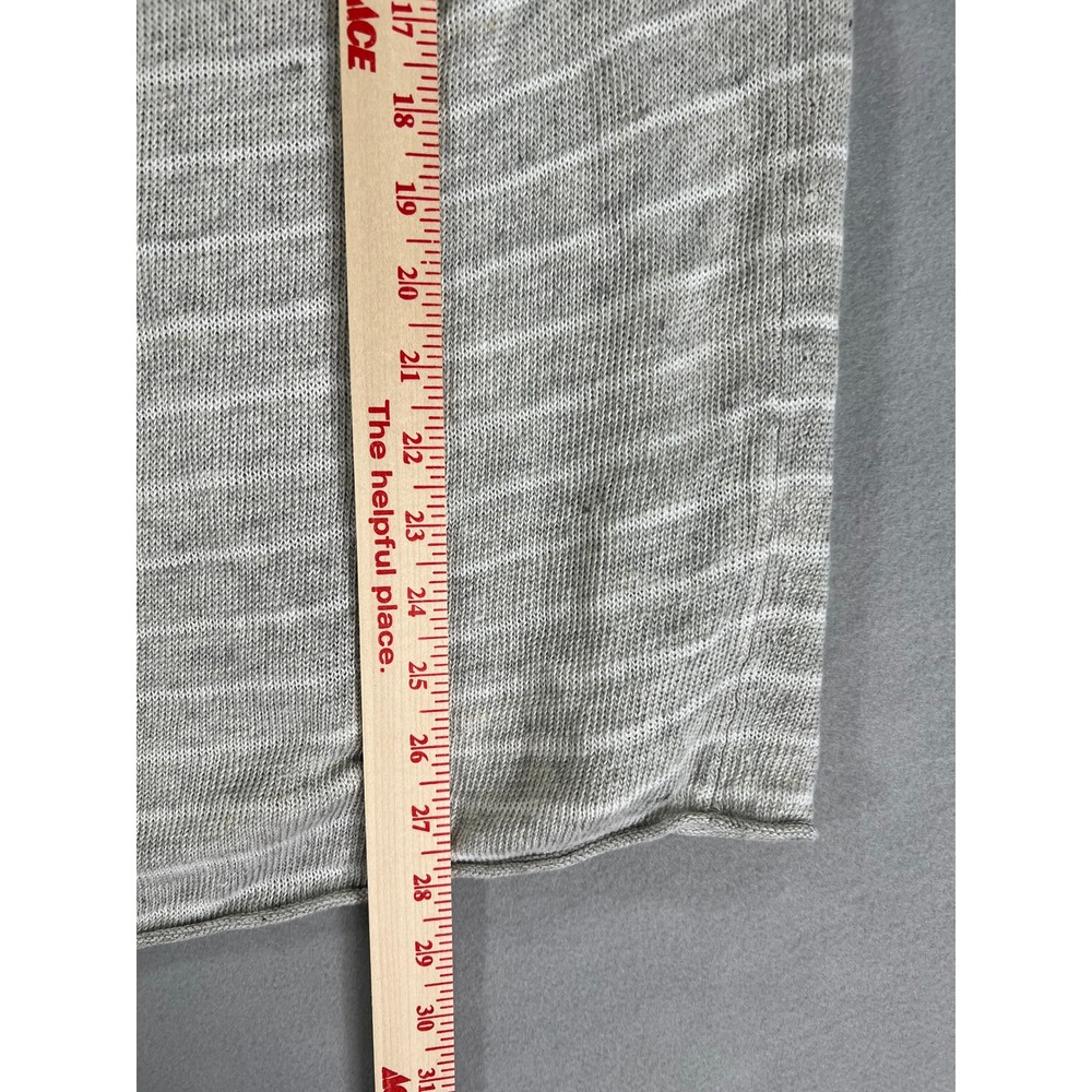 Vince Mens Grey White Striped 100% Linen Long Sleeve Crew Neck Sweater Size M - Picture 5 of 9